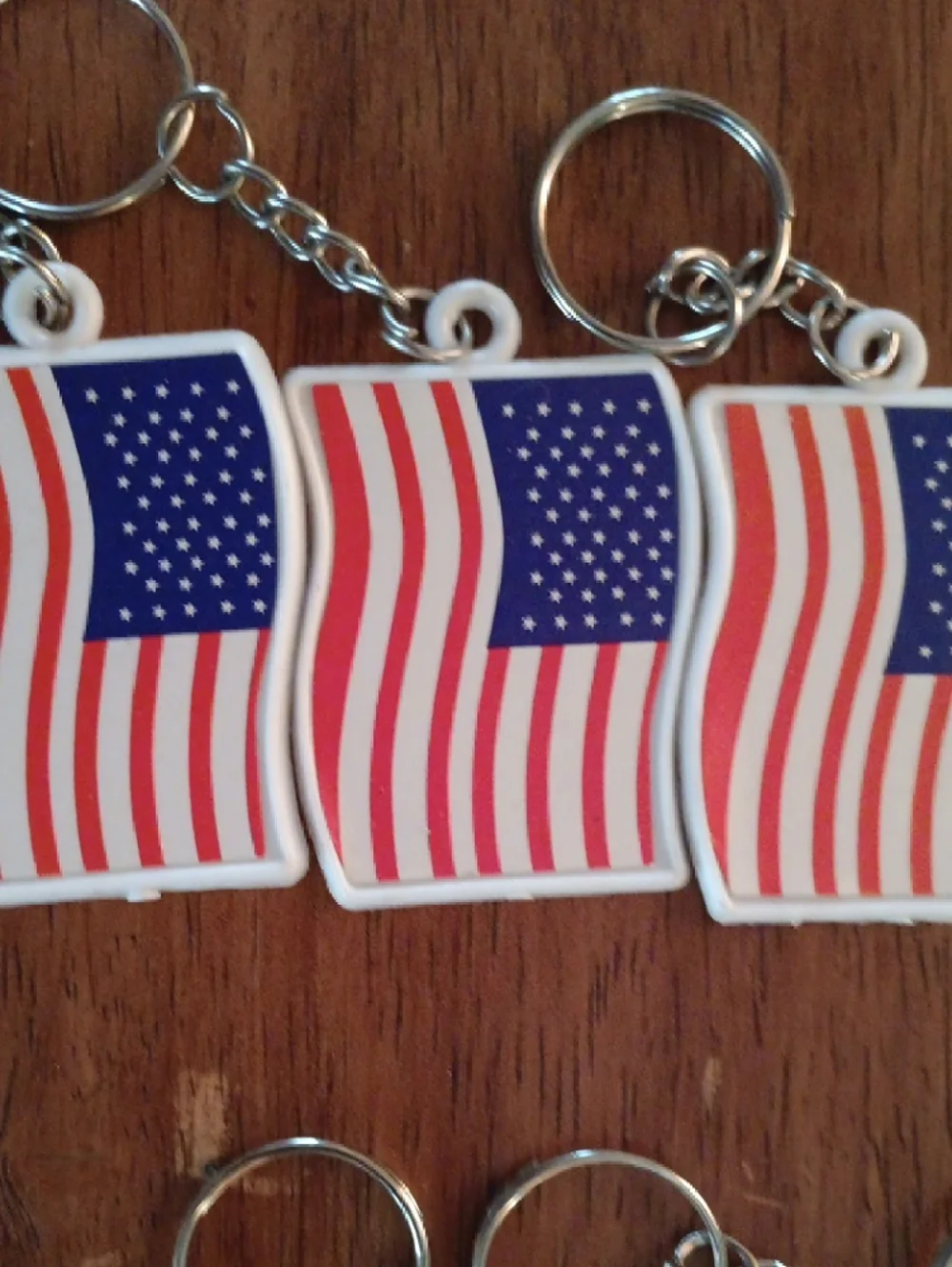 American Flag Keychain Lot -100 Ct. Red, White & Blue 2in x 1in $6